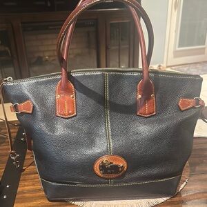 Dooney & Bourke Elegant Black and Brown Leather Tote Bag Vintage
